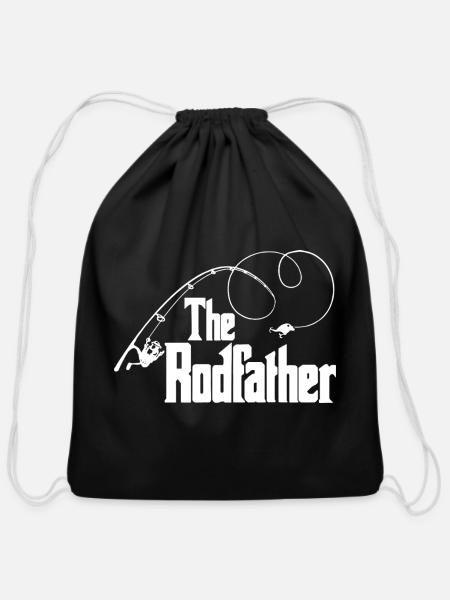 The Rodfather Top Rod Fishing Fish The Godfather - Cotton Drawstring Bag - black