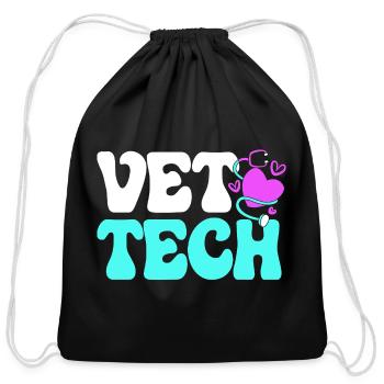 veterinarian Stethoscope Vet Tech - Cotton Drawstring Bag - black - Front