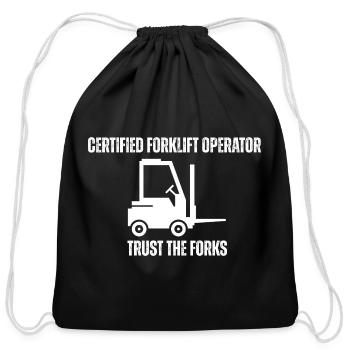Certified Forklift Operator - Cotton Drawstring Bag - black - Front