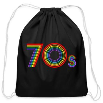 Disco 70s Retro Rainbow Decade - Cotton Drawstring Bag - black - Front