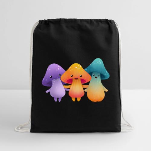 Cheerful Mushroom Friends - Cotton Drawstring Bag