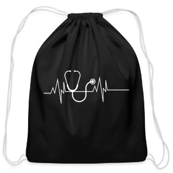 Stethoscope Heartbeat - Cotton Drawstring Bag - black - Front