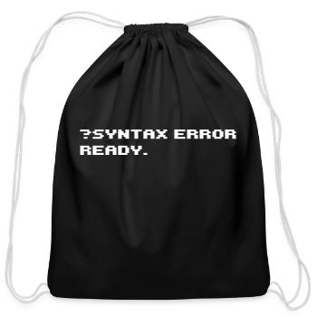 SYNTAX ERROR 8 bit retro computer - Cotton Drawstring Bag - black - Front