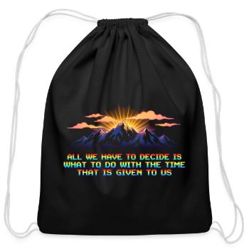 Neon Sunrise Peaks - Cotton Drawstring Bag - black - Front