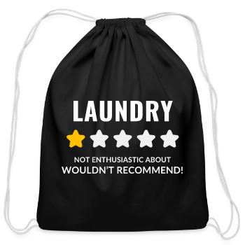 Whimsical Laundry Badge Design - Cotton Drawstring Bag - black - Front