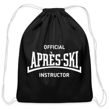 Official Après-Ski Instructor (Concave / White) - Cotton Drawstring Bag - black - Front