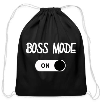 Boss mode on - Cotton Drawstring Bag - black - Front