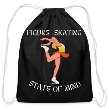 Figure Skating state of mind ice figure skating - Cotton Drawstring Bag - black - Front