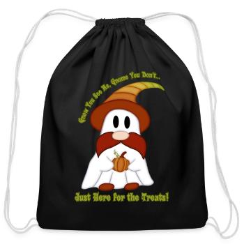 Gnome-O-Ween Ghost Witch - Cotton Drawstring Bag - black - Front