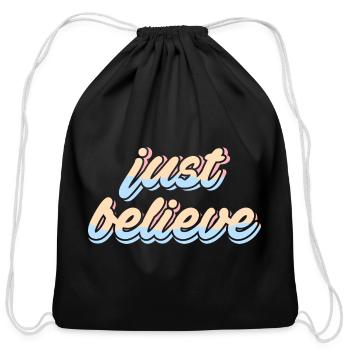 Just Believe - Cotton Drawstring Bag - black - Front