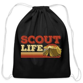 Retro Scout Scouting Life Tent Hobby Camp - Cotton Drawstring Bag - black - Front
