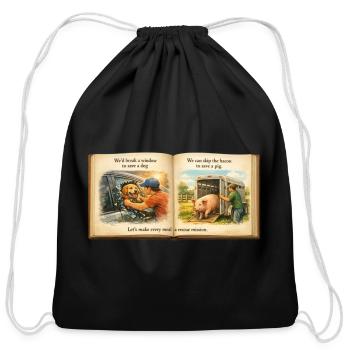 Compassion in Action - Turn a Meal into a Rescue  - Cotton Drawstring Bag - black - Front
