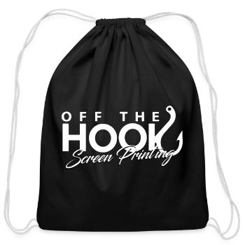 Off The Hook Screen Printing Logo - Cotton Drawstring Bag - black - Front