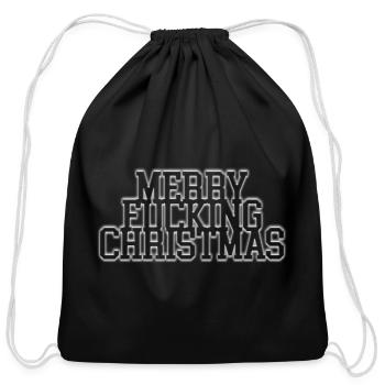 MERRY FUCKING CHRISTMAS funny nasty holiday curse - Cotton Drawstring Bag - black - Front