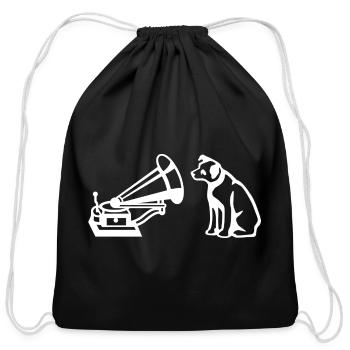 RCA His Master’s Voice Logo White - Cotton Drawstring Bag - black - Front