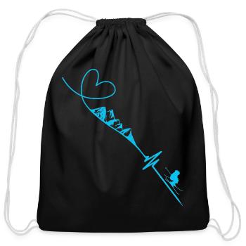 Heartline Skiing - Cotton Drawstring Bag - black - Front