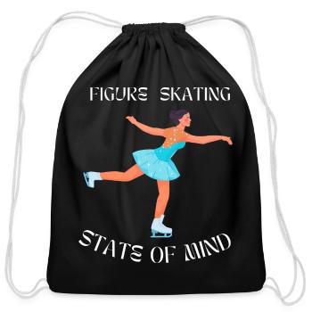 Figure Skating state of mind ice figure skating - Cotton Drawstring Bag - black - Front