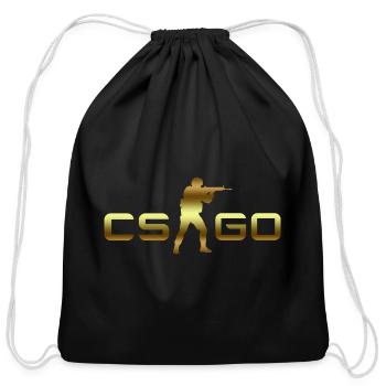 CS2 CSGO Gold Elite Gamer Tactical FPS Design - Cotton Drawstring Bag - black - Front
