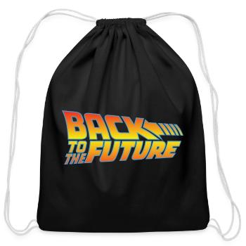 Back To The Future Logo - Cotton Drawstring Bag - black - Front