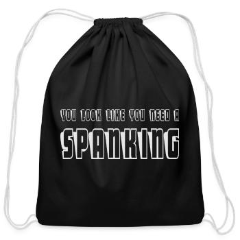 Expressive Hand-Drawn Speech Bubble Design - Cotton Drawstring Bag - black - Front