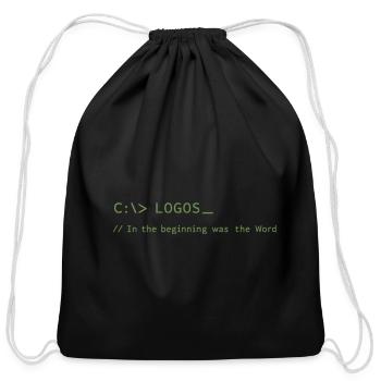 Logos John 1:1 Tech Christian Programmer - Cotton Drawstring Bag - black - Front