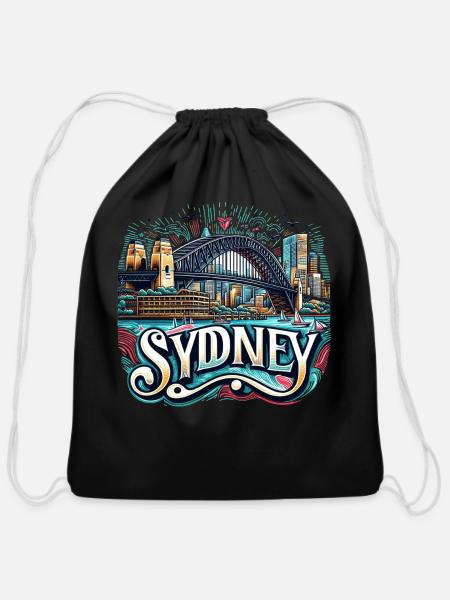Sydney - Cotton Drawstring Bag - black