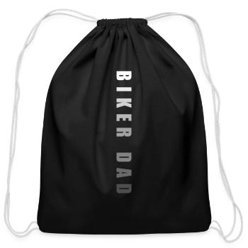 Biker Dad Motorcycle Long Sleeve T Shirt - Cotton Drawstring Bag - black - Front