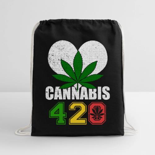 Sidesplitting 420 Love Herb Weed Marijuana Design - Cotton Drawstring Bag