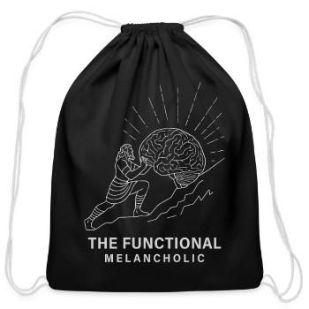 The Functional Melancholic - Cotton Drawstring Bag - black - Front