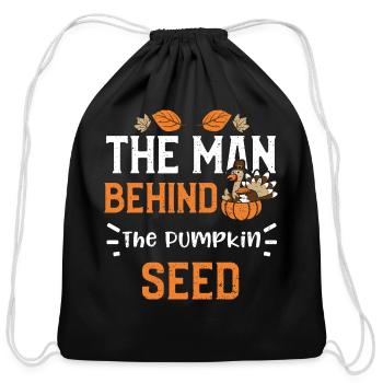 The Man Behind The Pumpkin Seed - Cotton Drawstring Bag - black - Front