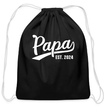 Papa 2024 Papa Since 2024 Papa Est 2024 - Cotton Drawstring Bag - black - Front