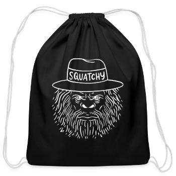 Squatchy Bigfoot Sasquatch Wilderness Grumpy Beast - Cotton Drawstring Bag - black - Front