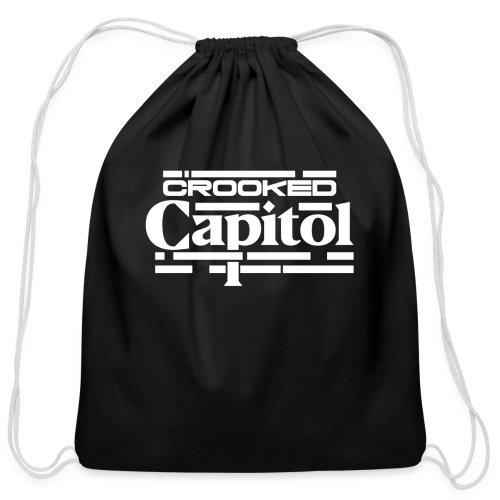 Crooked Capitol Logo White - Cotton Drawstring Bag