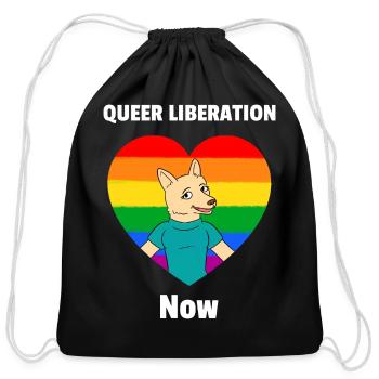 Queer Liberation Now - Cotton Drawstring Bag - black - Front