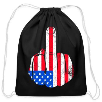 Distressed Middle Finger design - Cotton Drawstring Bag - black - Front
