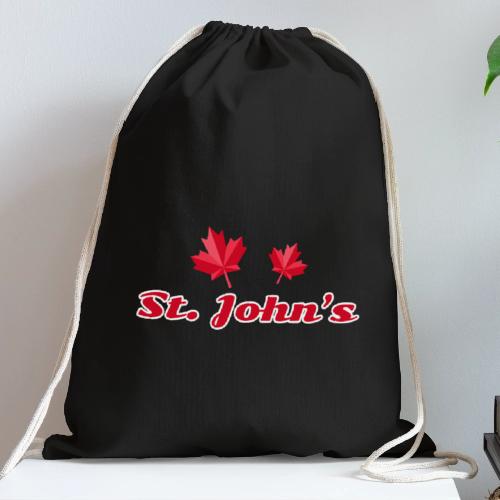 St. John's with two red maple leaves - Cotton Drawstring Bag