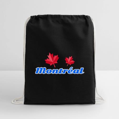 Montréal with two red maple leaves - Cotton Drawstring Bag