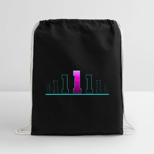 Number 1 in Magenta: Varsity Font - Cotton Drawstring Bag