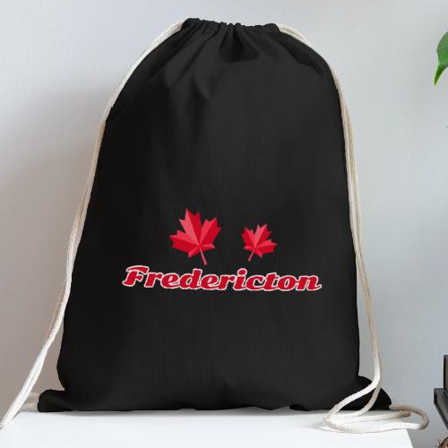 Fredericton with two red maple leaves - Cotton Drawstring Bag