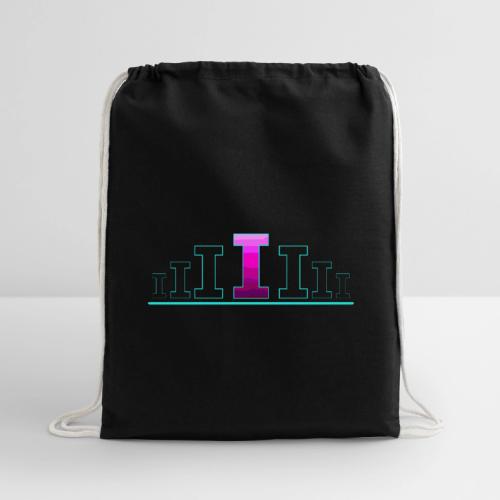 Letter I – Capital Varsity Alphabet Monogram - Cotton Drawstring Bag