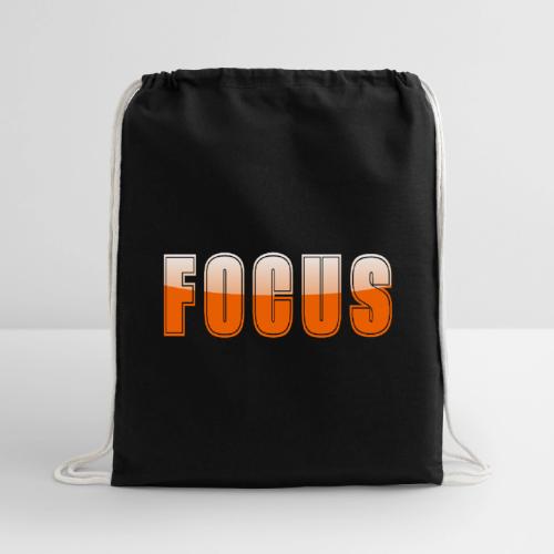 FOCUS Vibrant Orange Motivational Word Design - Cotton Drawstring Bag
