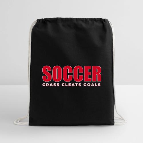 Soccer Grass Cleats Goals Typography Design - Cotton Drawstring Bag