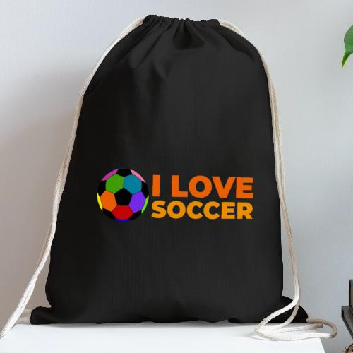 I Love Soccer - Cotton Drawstring Bag