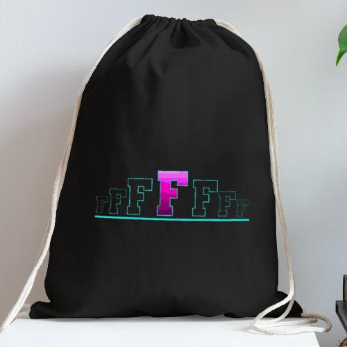 Letter F – Capital Varsity Alphabet Monogram - Cotton Drawstring Bag