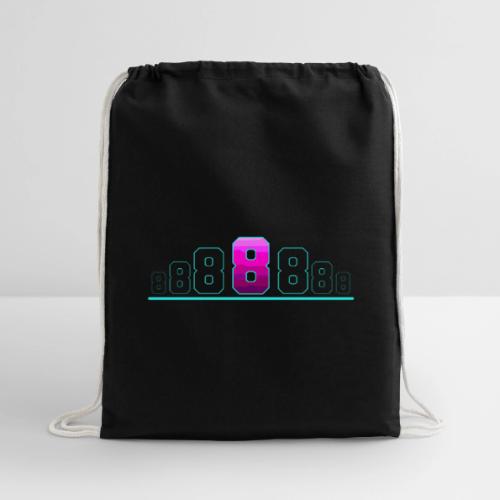 Number 8 in Magenta: Varsity Font - Cotton Drawstring Bag
