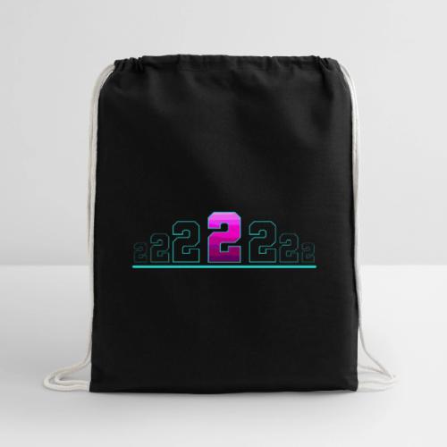 Number 2 in Magenta: Varsity Font - Cotton Drawstring Bag
