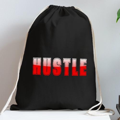 HUSTLE Bold Red Motivational Typography Design - Cotton Drawstring Bag