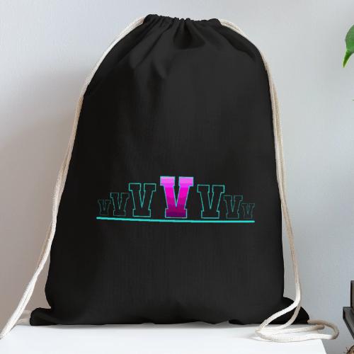 Letter V – Capital Varsity Alphabet Monogram - Cotton Drawstring Bag