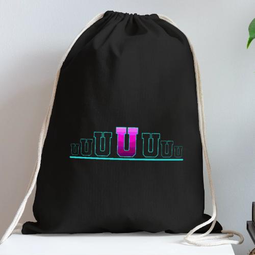 Letter U – Capital Varsity Alphabet Monogram - Cotton Drawstring Bag