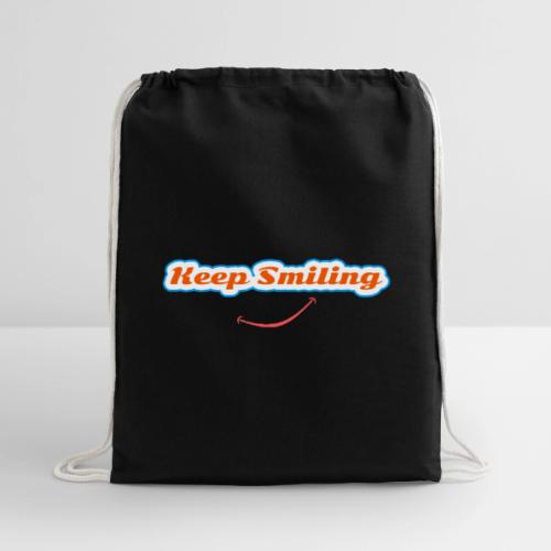 Keep Smiling Positive Vibes Graphic - Cotton Drawstring Bag